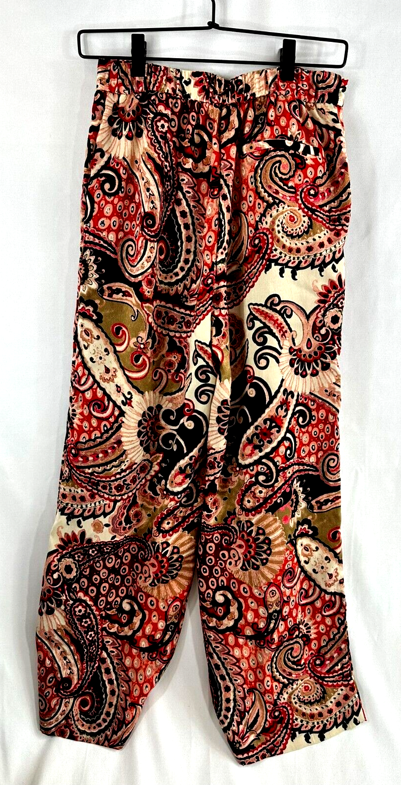 Women's Zara Elastic Waist Printed Satin Feel Pants- Size S