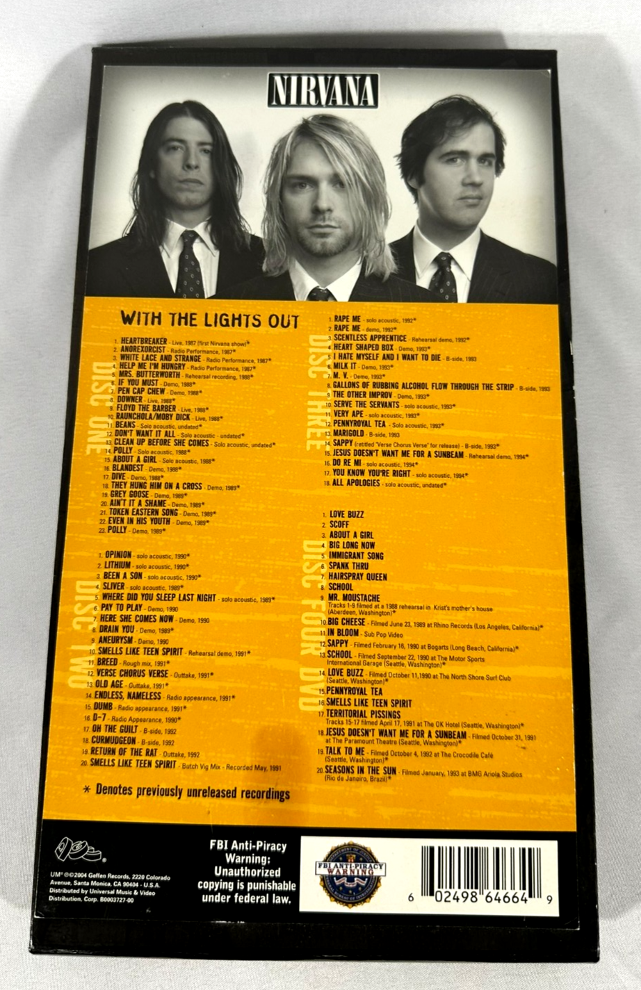 Nirvana With The Lights Out- 3CD Disc/ 1 DVD & Booklet Box Set (2004)