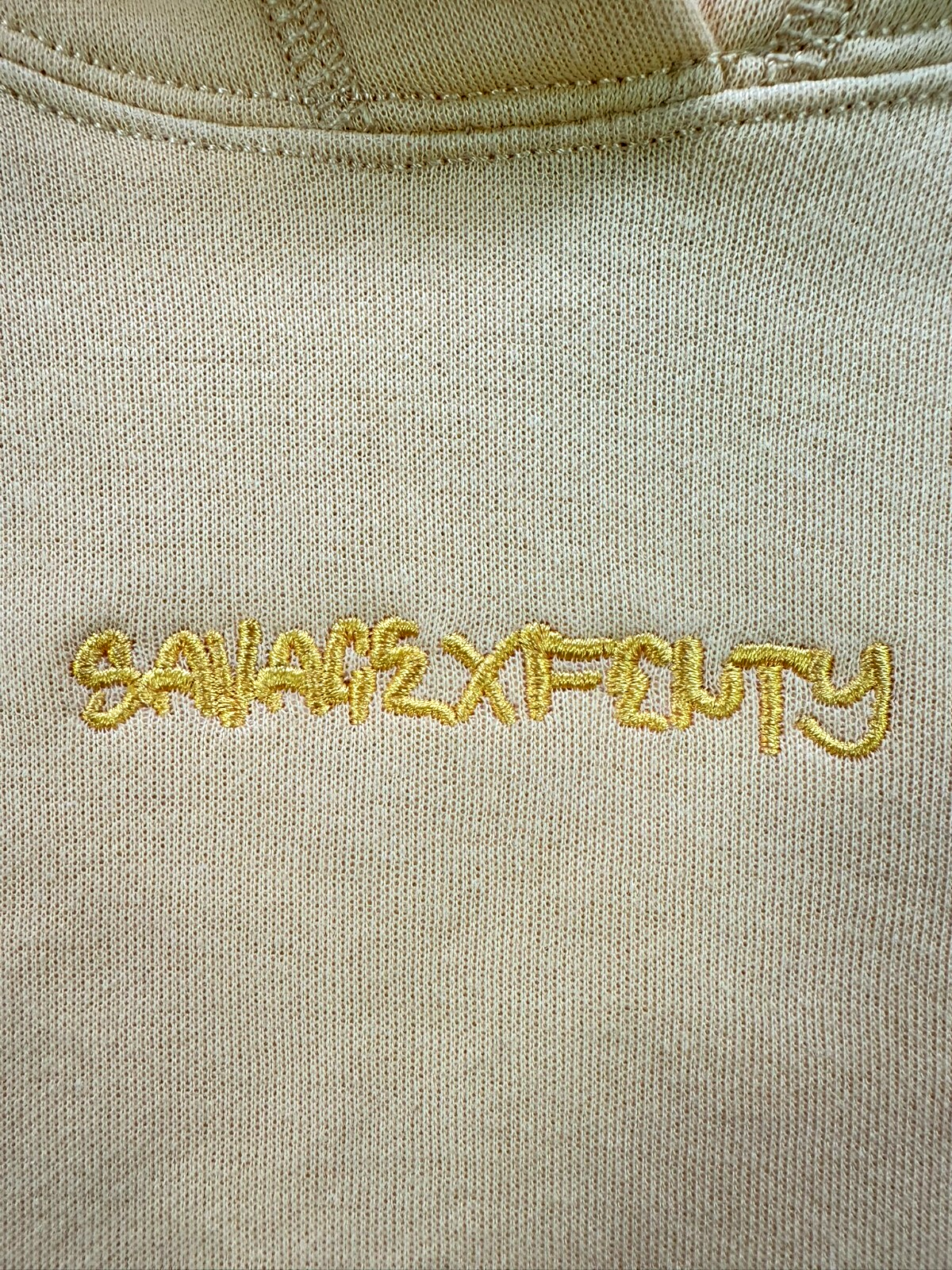 Women's Yellow Savage X Fenty Crop Fleece Hoodie With Logo- Size XL (16-18)