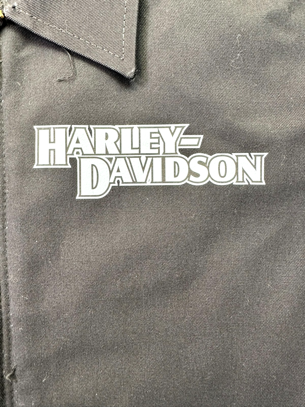 Women's Black Dickies X Harley Davidson Cropped Short Motorcycle Jacket- Size S
