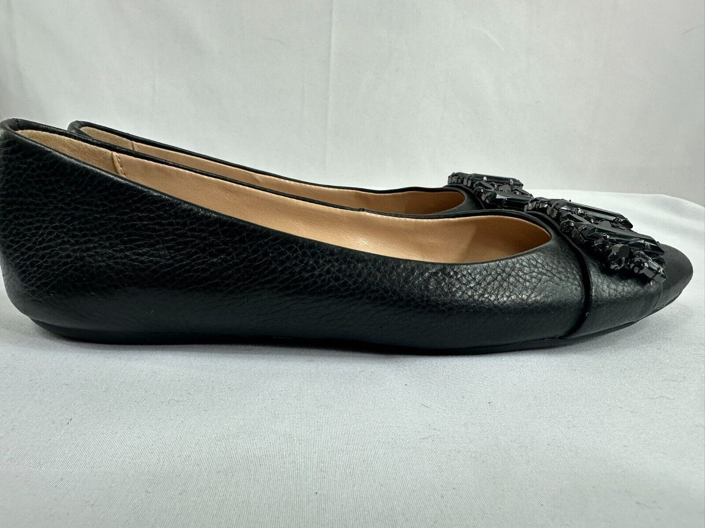 Women's Karl Lagerfeld Black Leather Viola Flats- Size 7.5M