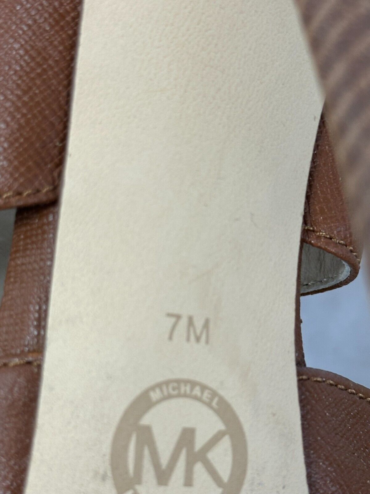 Women s Michael Kors Platform 4" Heel Open Toe Brown Strap- Size 7M