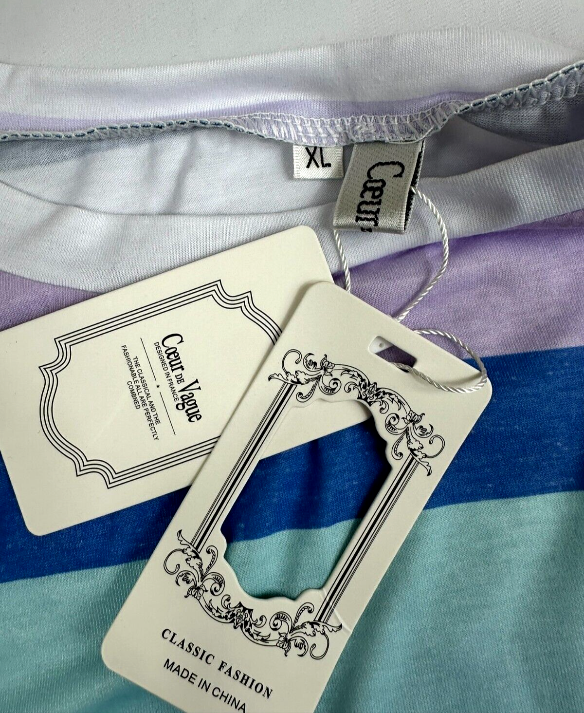 Women's Coeur de Vague Long Sleeve Stretch Striped Shirt- Size XL