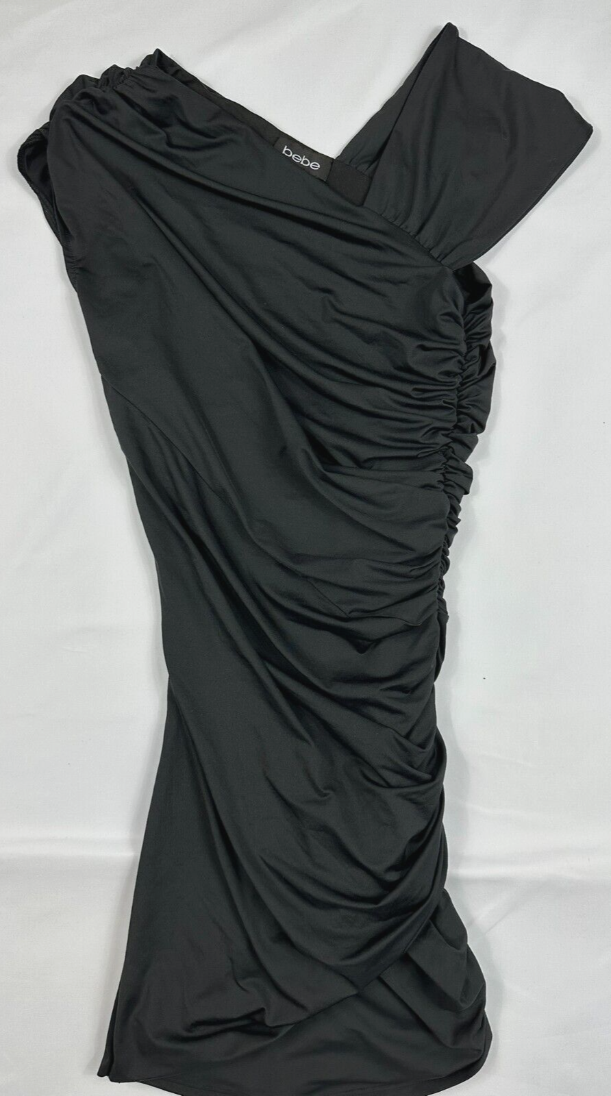 Women's Black Bebe Bodycon Ruched Mini Dress- Size XXS