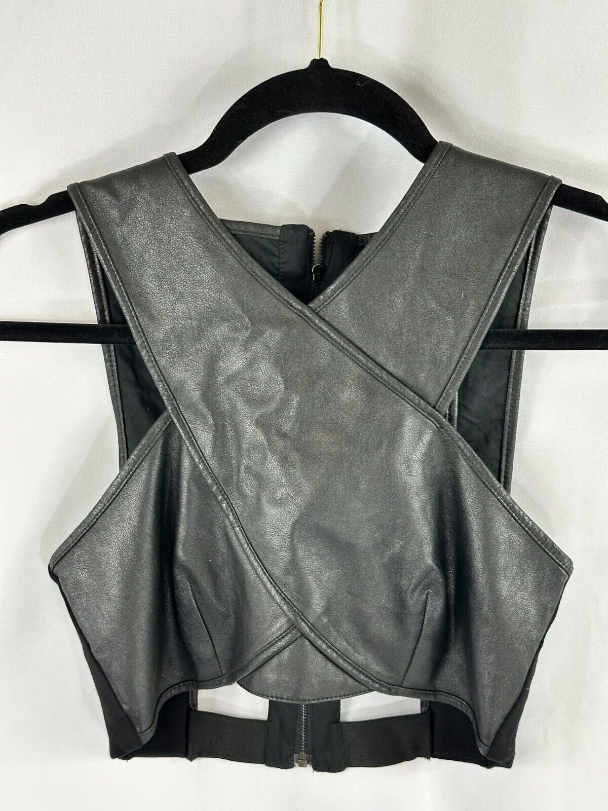 Women's BCBG Maxazria Black Leather Style Vest- Size XXS