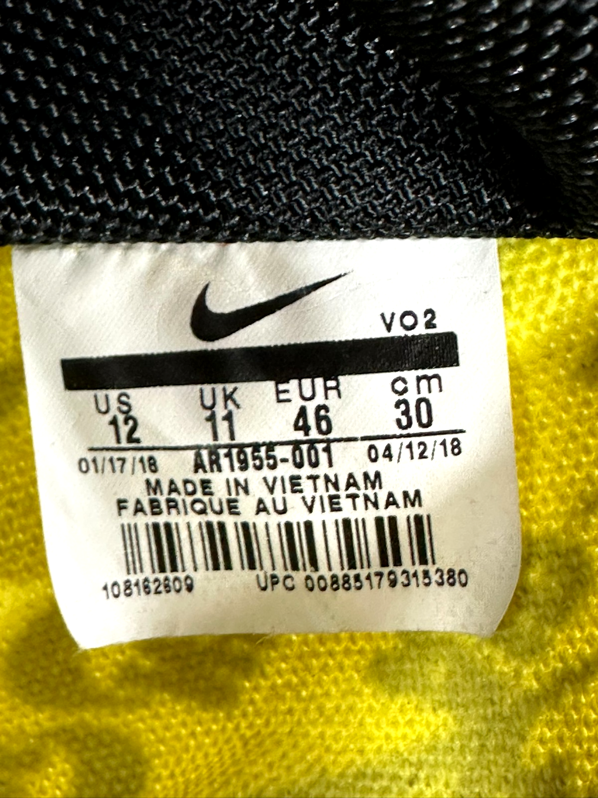 Men's Nike SF Air Force 1 Black & Dynamic Yellow (AR1955-001) Size 12