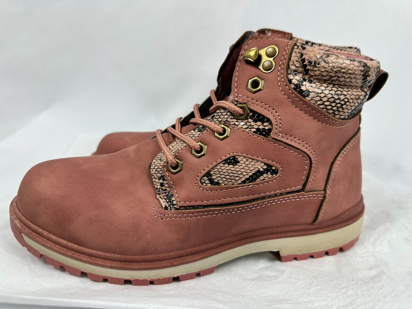 Women's Yoki Fashion Inc. Blush Snake Skin Accent Boot- Size 9