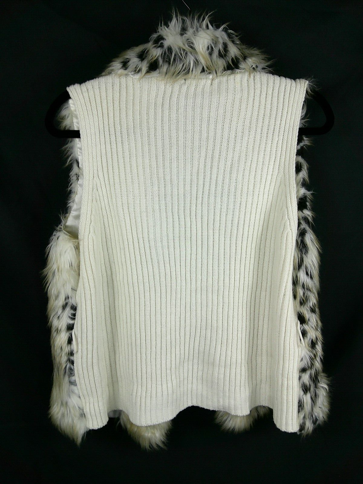 Women's XOXO Ivory Sweater Vest Faux Fur Front - Size XL