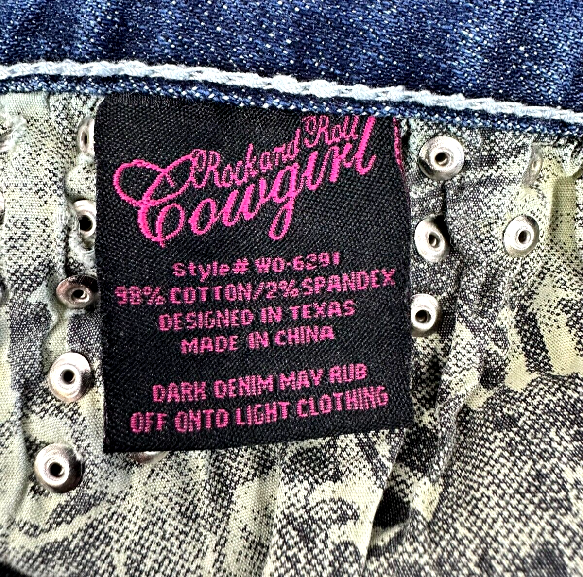 Women's Rock & Roll Cowgirl Studded Boot Cut Low Rise Jeans- Size 33x34