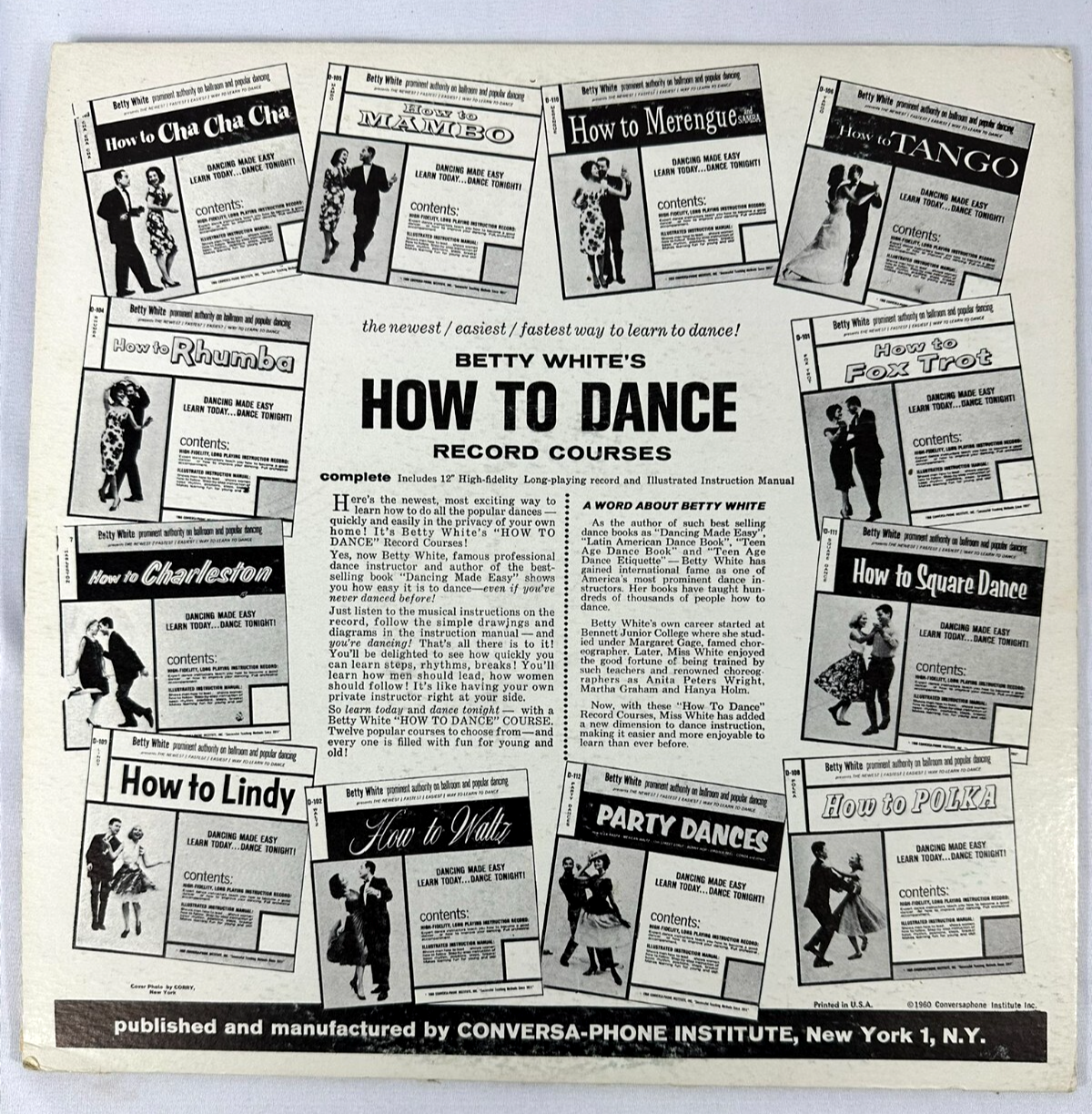 Betty White Presents How To Rhumba Conversa-Phone Institute 1960 Vinyl Record