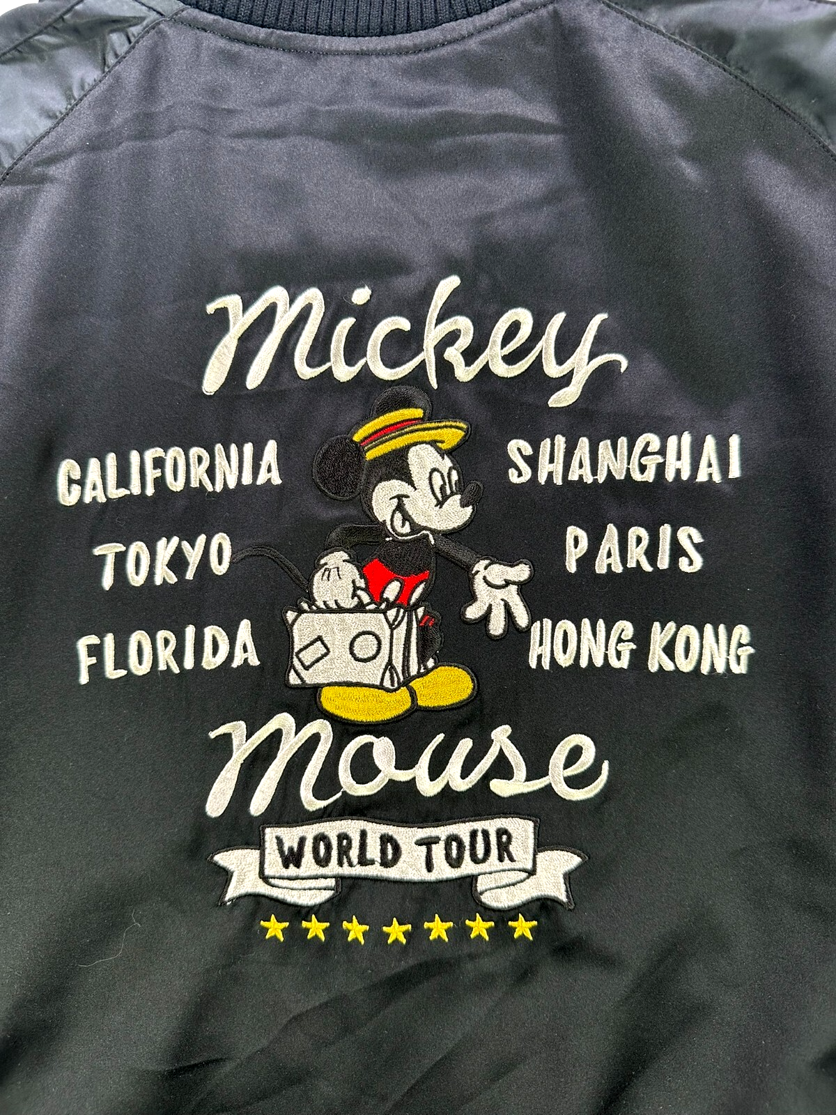 Disney Uniqlo Japan Embroidered Mickey Mouse World Tour Satin Jacket- Size S