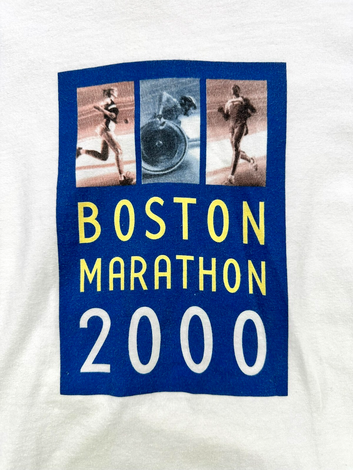 Men's Vintage White John Hancock 2000 Boston Marathon Longsleeve T-Shirt-Size XL