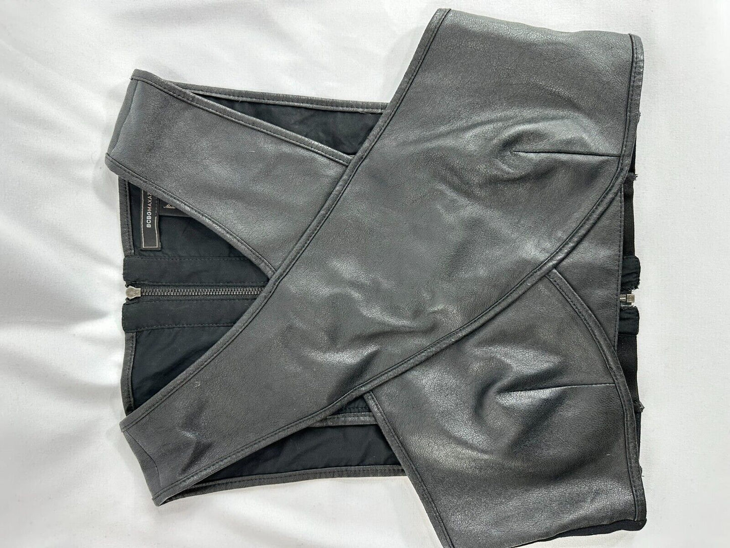 Women's BCBG Maxazria Black Leather Style Vest- Size XXS