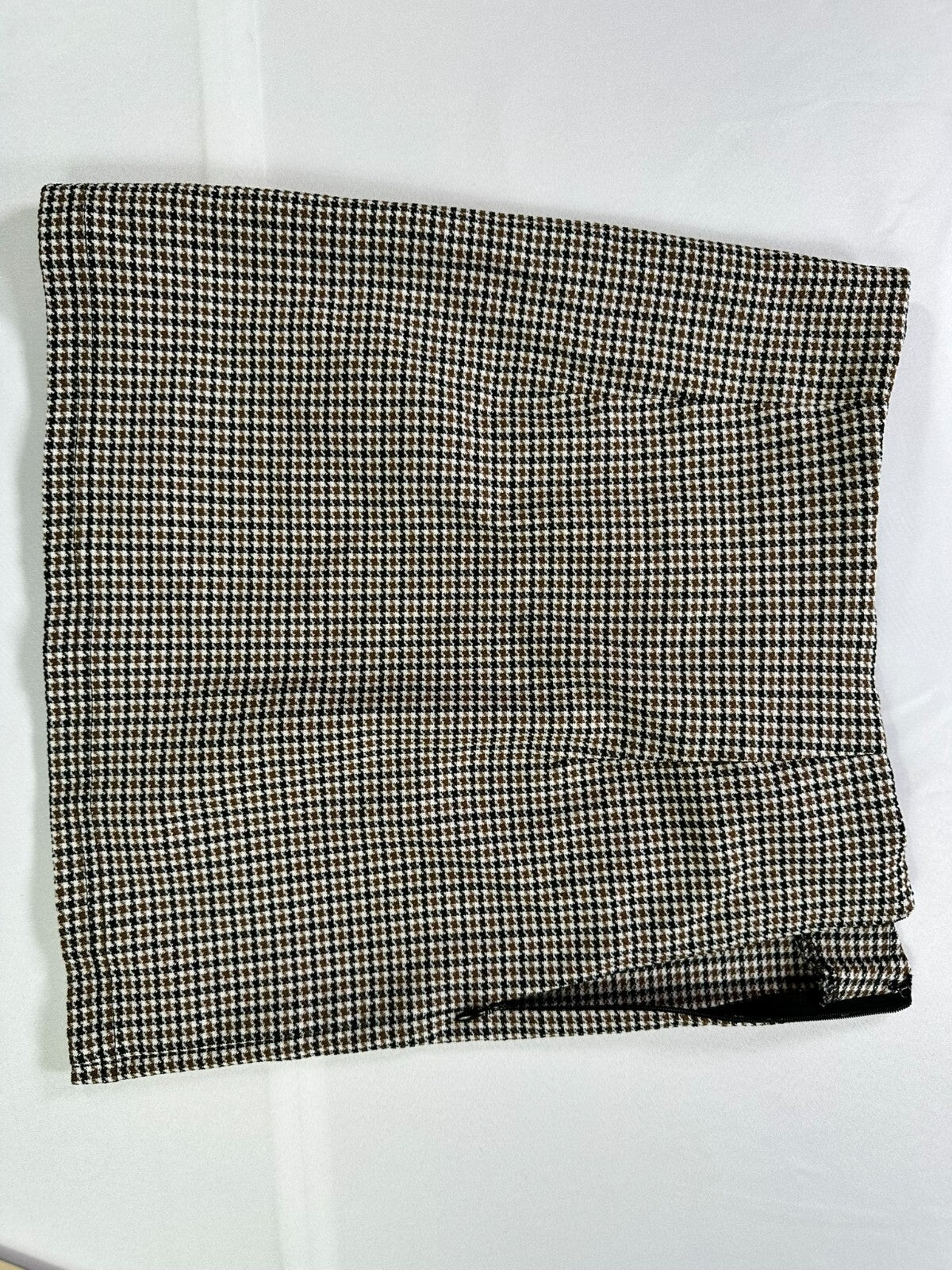 Women's Brown & Black Shein Houndstooth Stretch Mini Skirt- Size XS