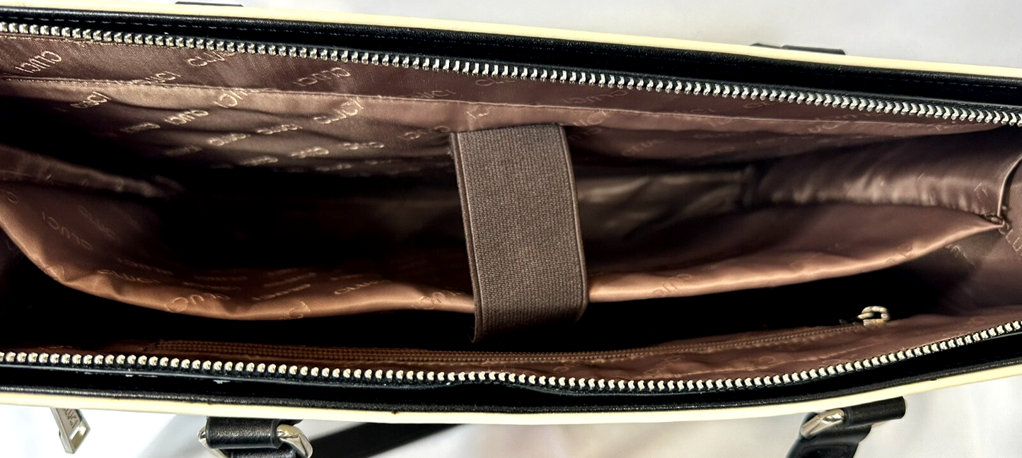 Women's Cluci Briefcase Oil Wax Leather 15.6" Laptop Business Large Shoulder Bag