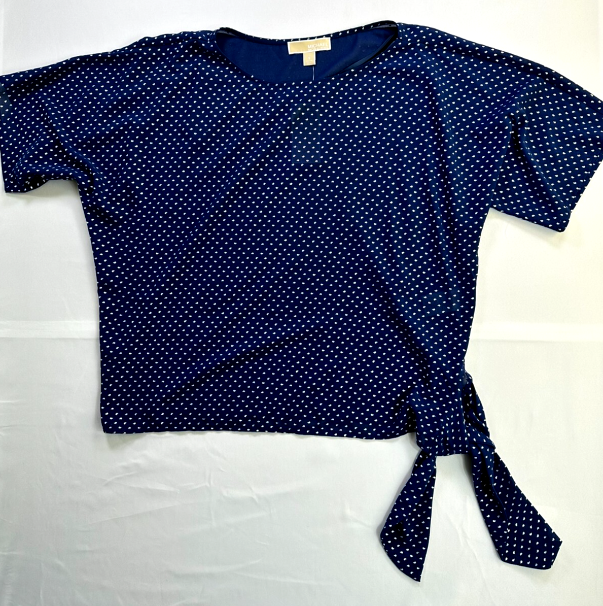 Women's Michael Kors Sapphire Chiffon Polka Dot Short Sleeve Shirt- Size S