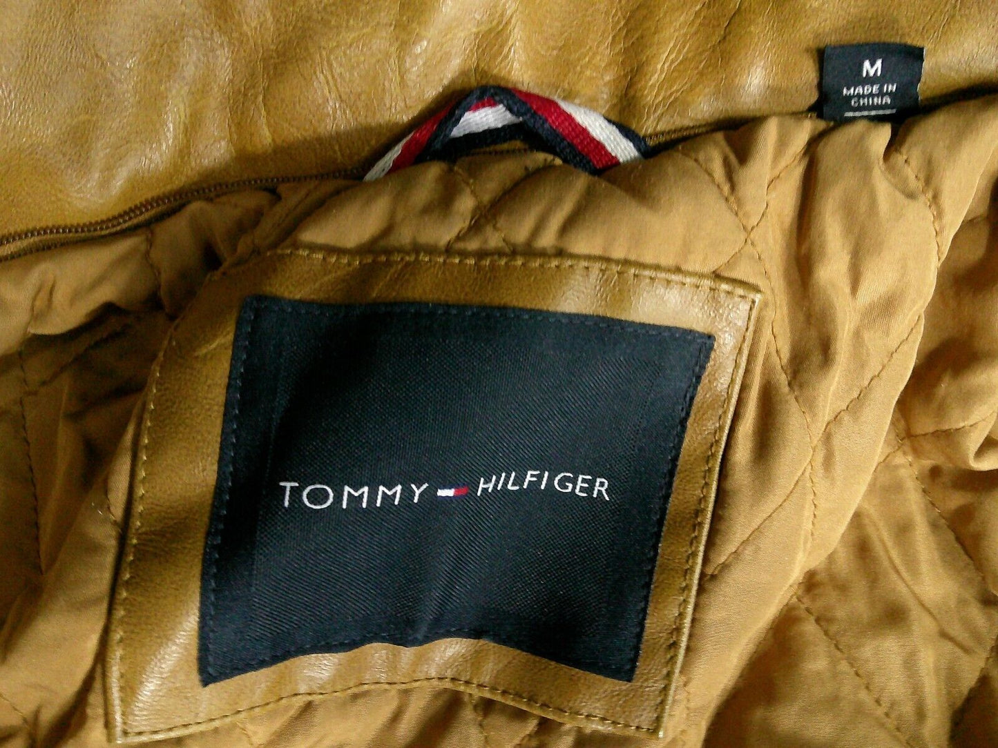 Men's Tommy Hilfiger Jacket Leather Look Bomber Jacket- Medium