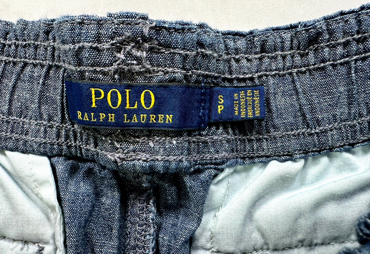 Women's Polo Ralph Lauren Lightweight Blue Denim Linen Tie Belt Shorts- Size SP
