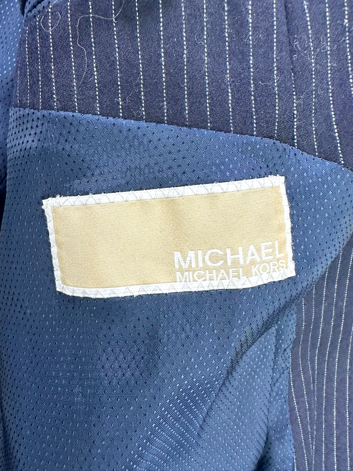 Men's Michael Kors Navy & White Pinstripe Wool Blazer- Size 40R