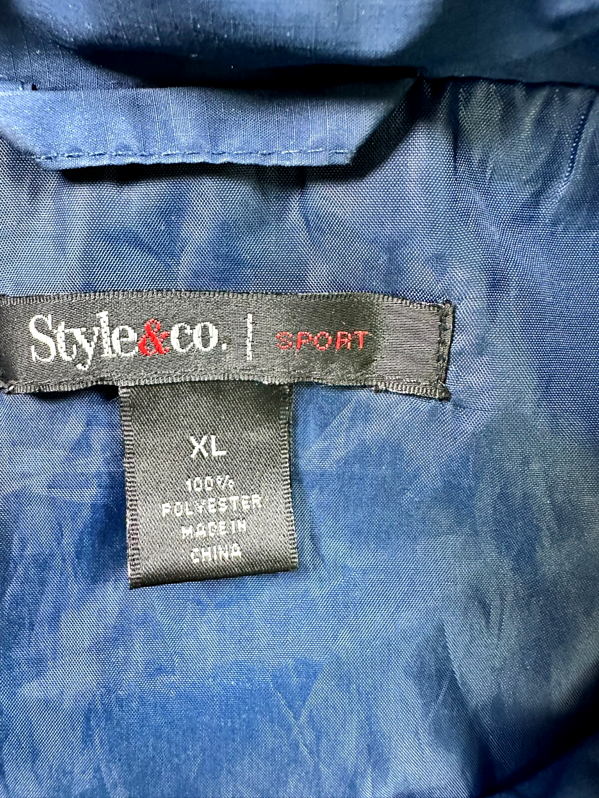 Women's Style & Co. Blue & Black Lightweight Hooded Jacket- Size XL