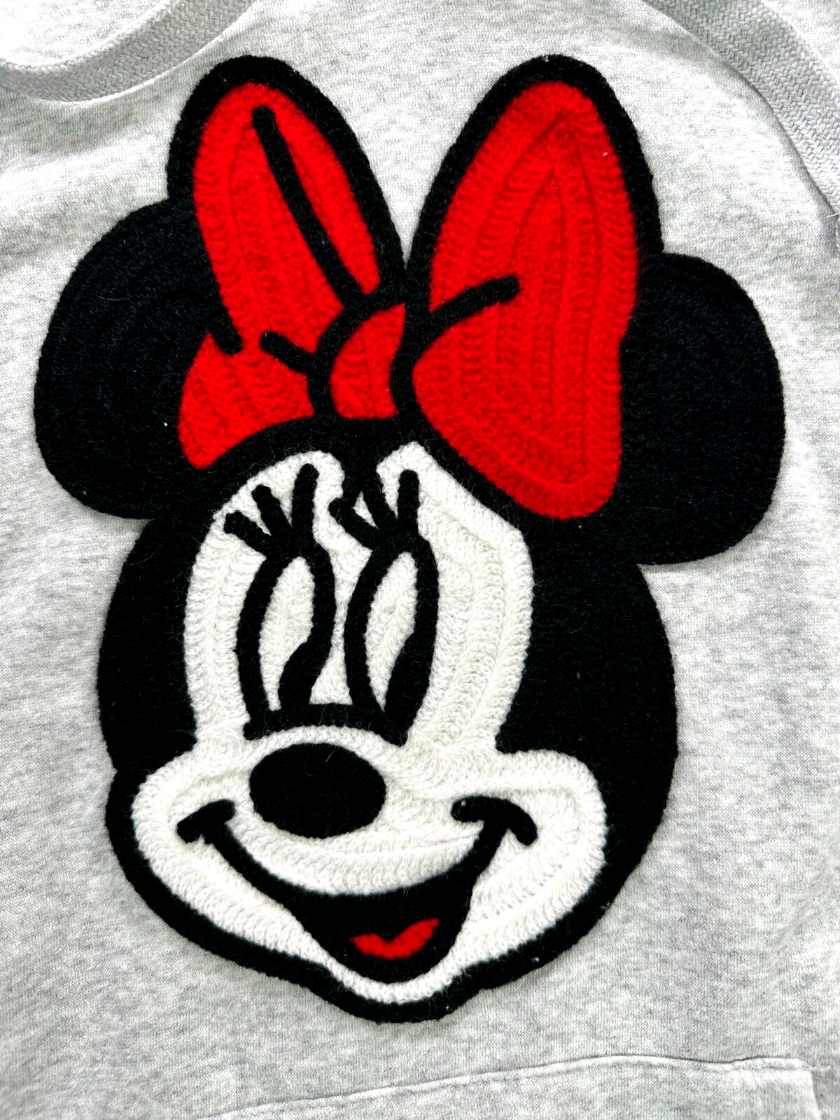 Women's Gray Disney Minnie Mouse Embroidered Hoodie- Size S