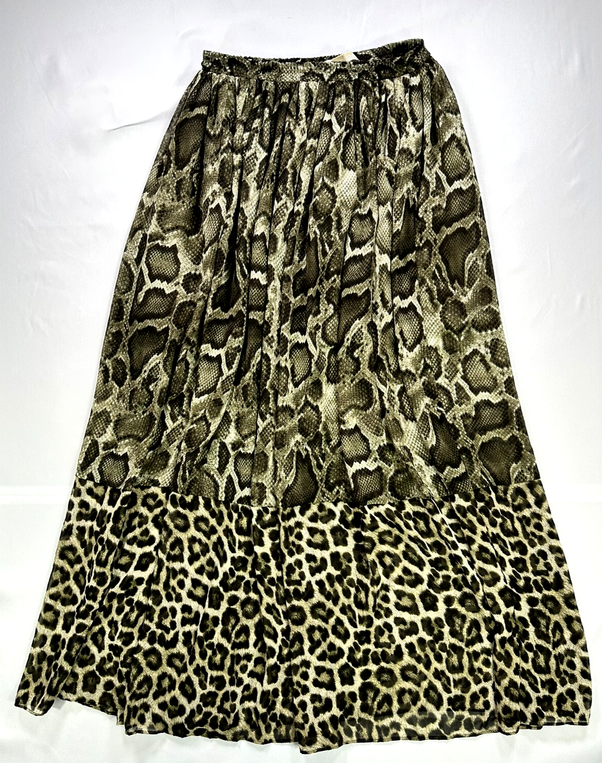 Women's Michael Kors Animal Print/Snakeskin Chiffon Lined Long Skirt- Size XS
