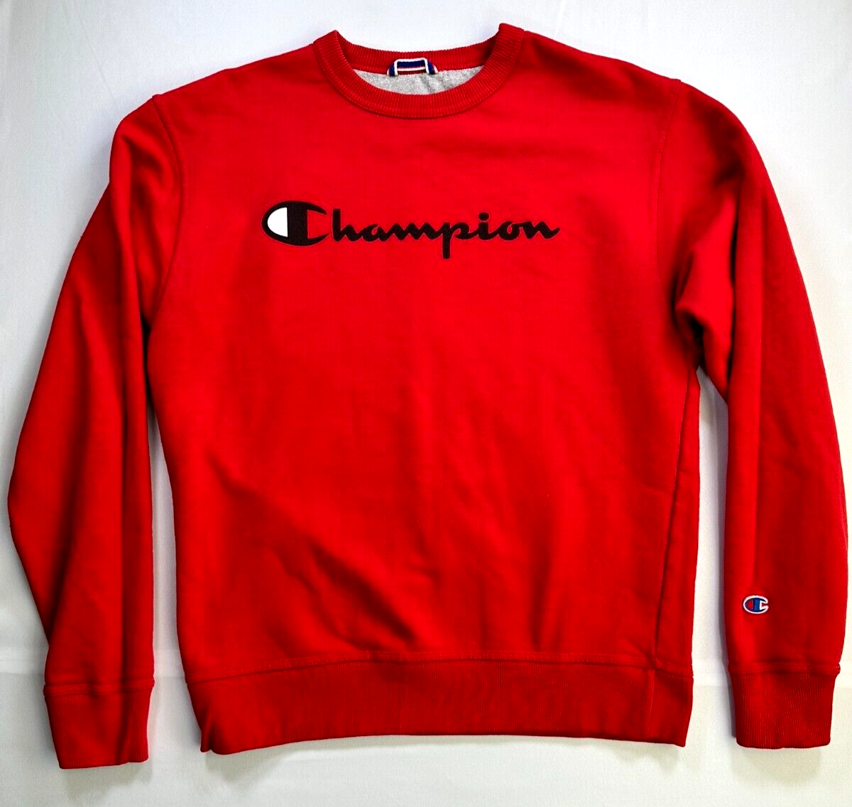 Men's Red Vintage Champion Logo Sweatshirt- Size M