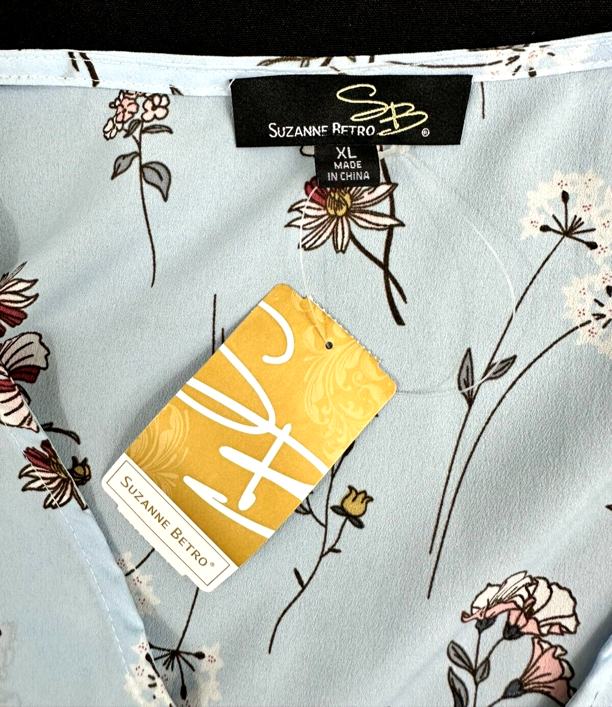 Women's Suzanne Betro Floral Light Blue Casual Dress- Size XL