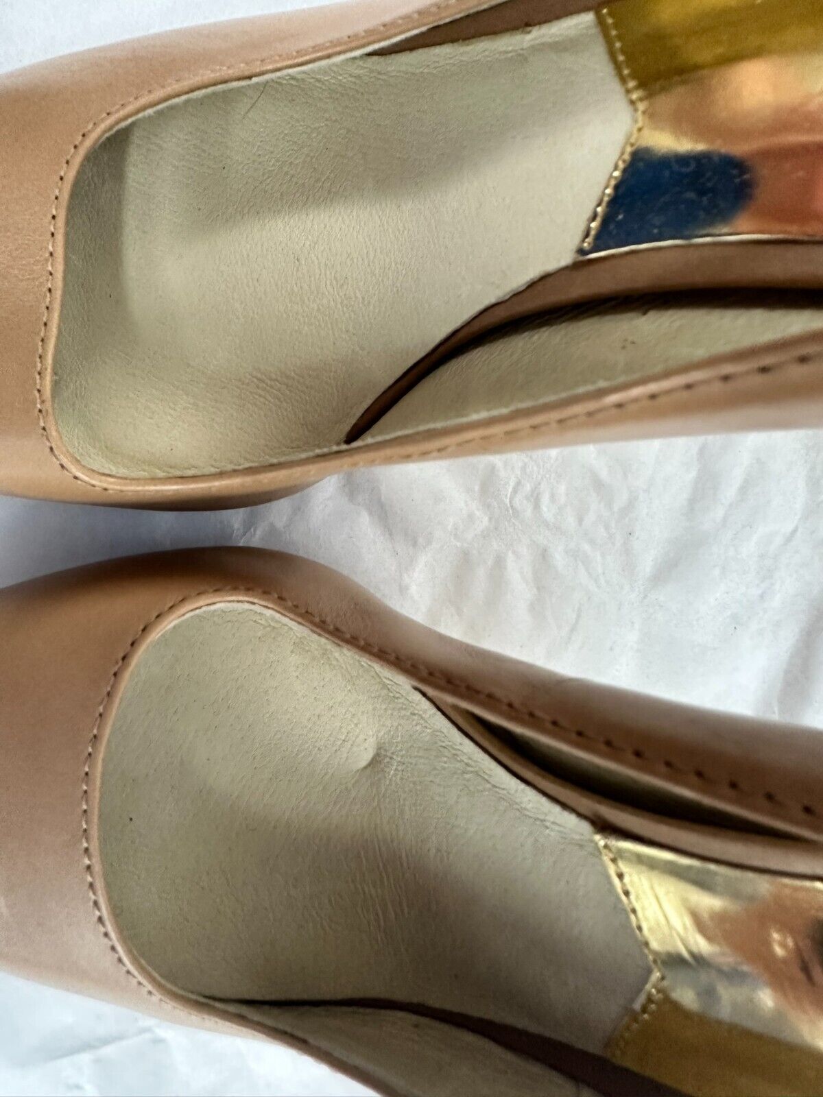 Women's Michael Kors Beige Leather Platform Open Toe High Heel- Size 8M