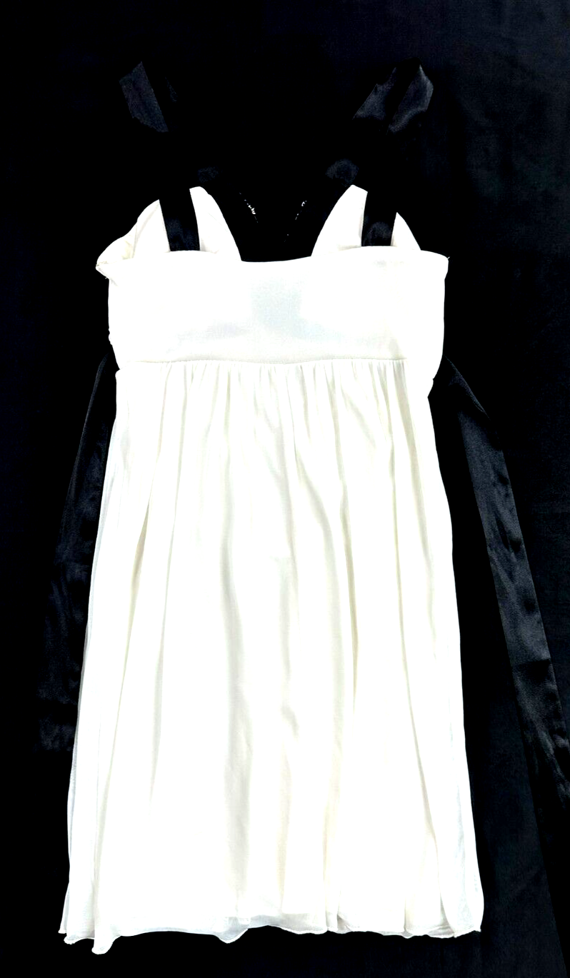 Women's White & Black Rhinestone/Bead Short Dress- Size M