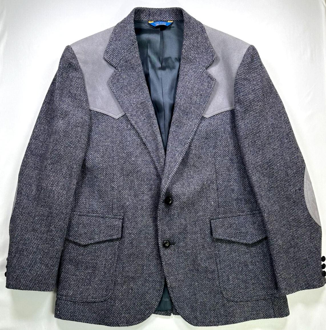 Men's Gray Pendleton Suede & Tweed Wool Blazer Sport Coat- Size 44