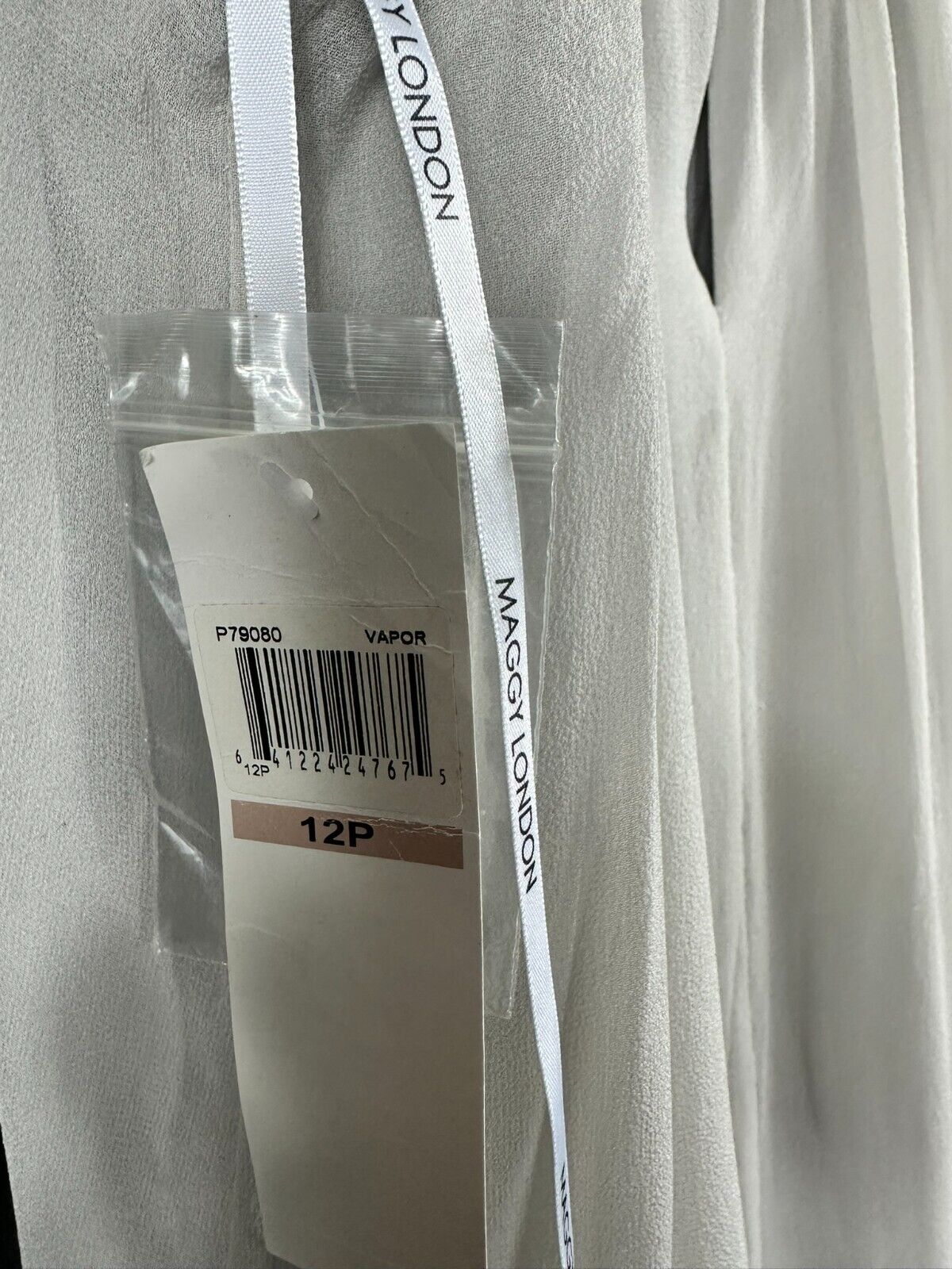 Women's Maggy London Petites Silk Light Grey Dress- Size 12P