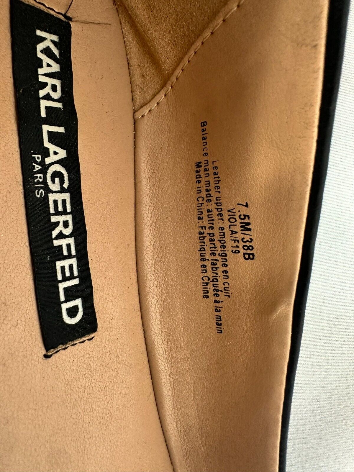 Women's Karl Lagerfeld Black Leather Viola Flats- Size 7.5M