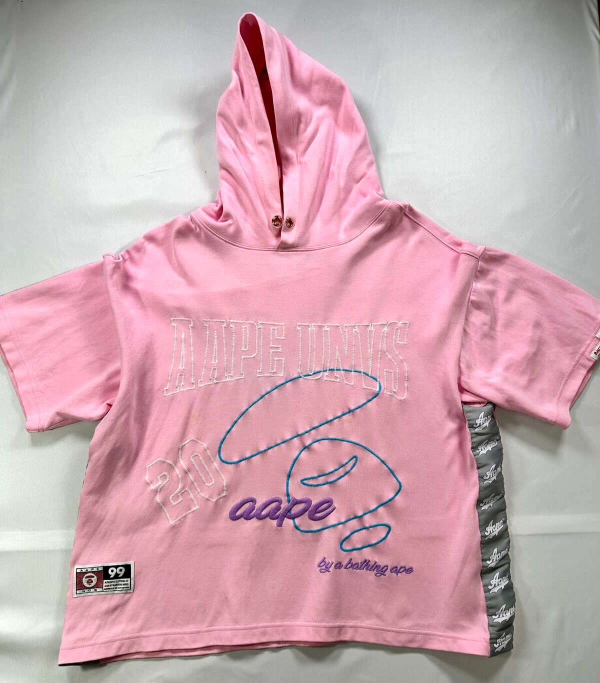 Women's Pink AAPE By A Bathing Ape Short Sleeve Hoodie- Size XS