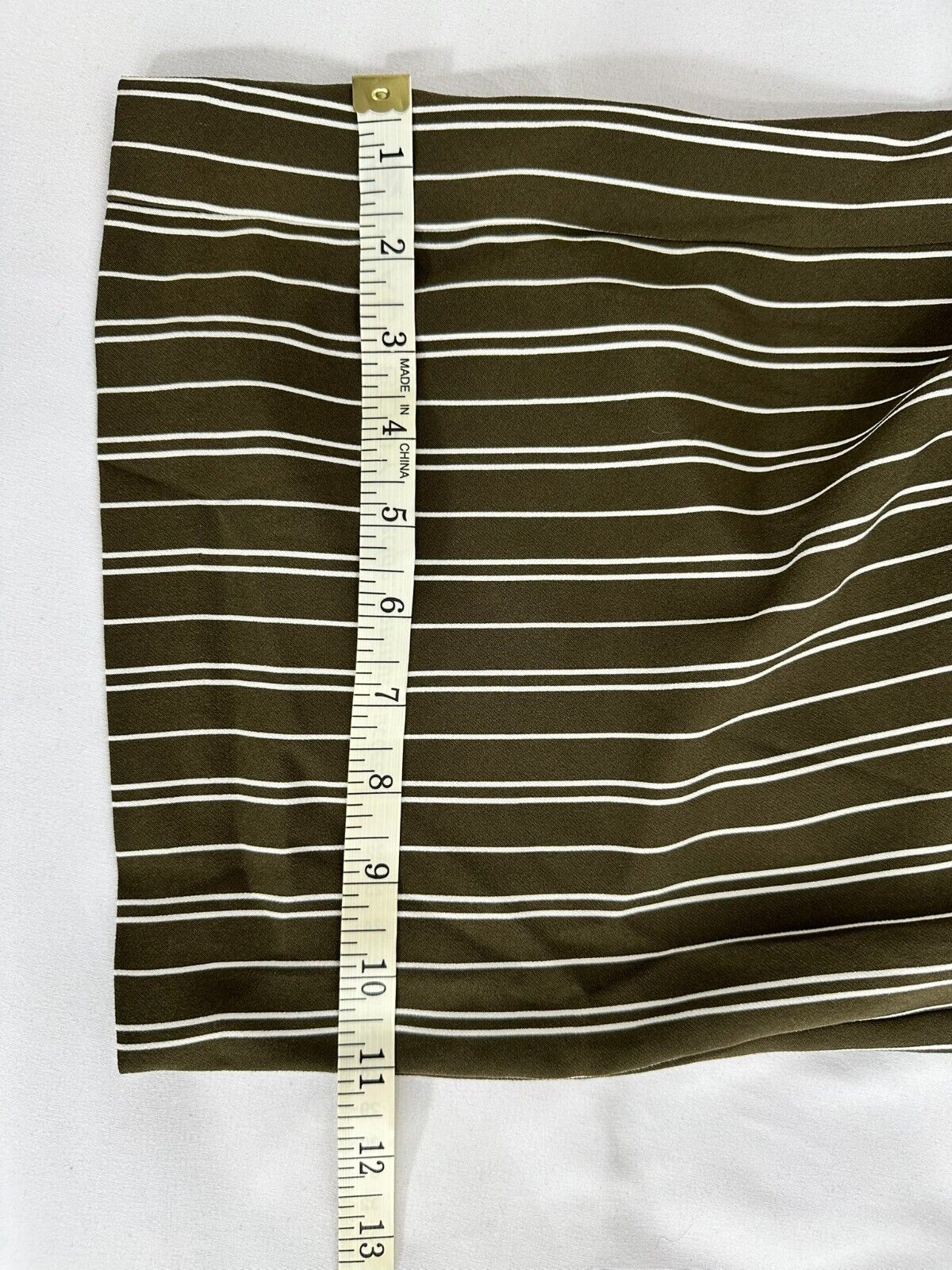 Women's Ann Taylor Dark Green & White Striped Elastic Waist Pants- Size S