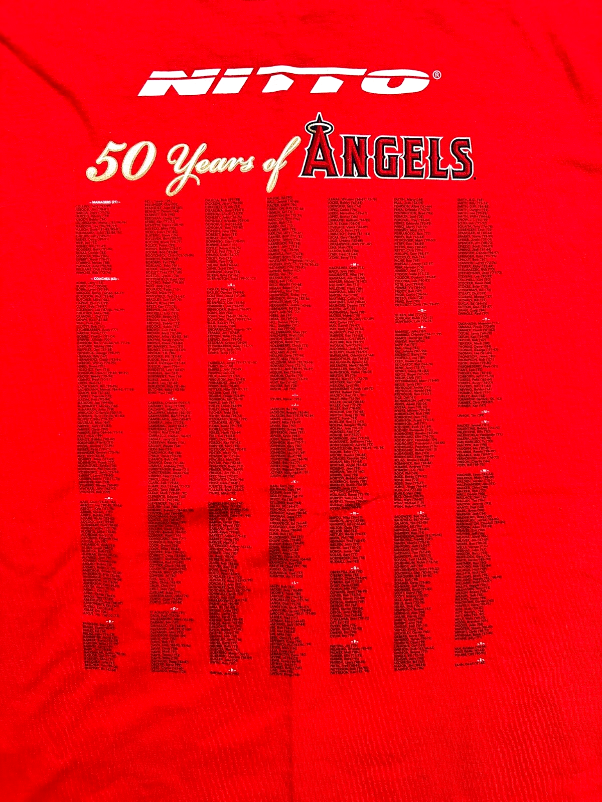 Men's Vintage Red Jerzees MLB Los Angeles Angels 50th Anniversary TShirt-Size XL