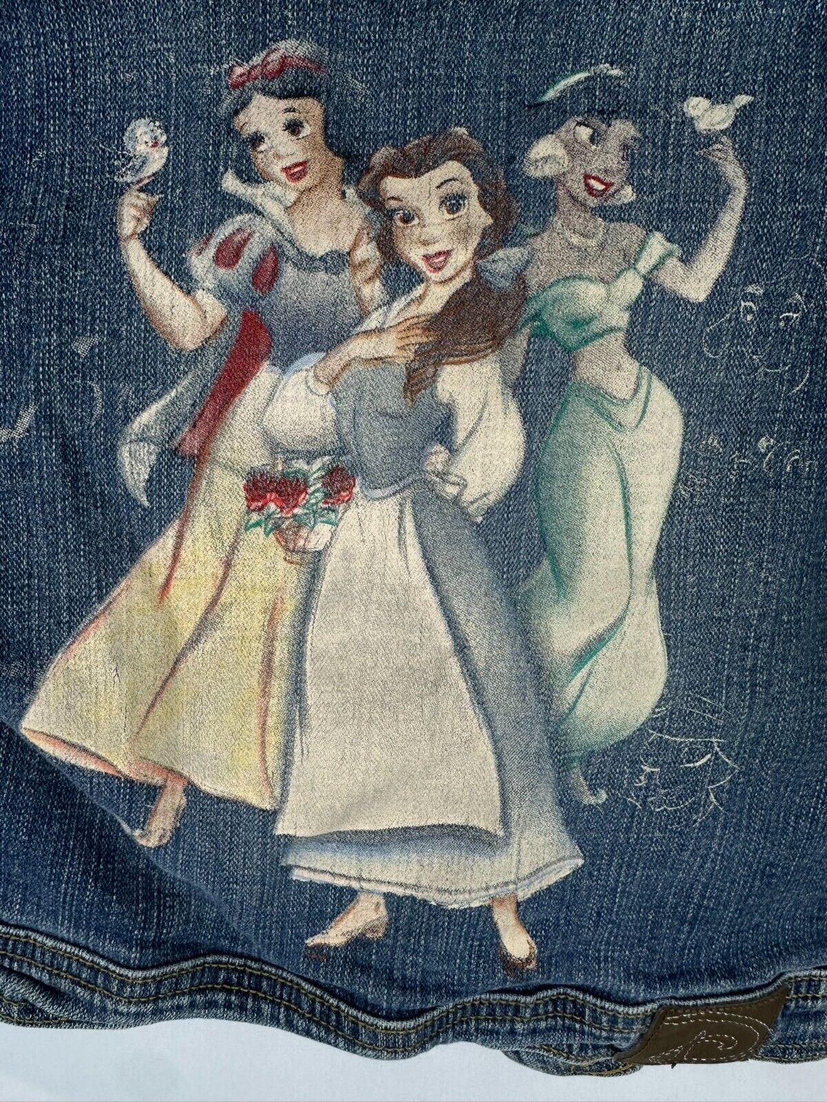 Disney Princess Girl's Denim Style Jacket- Size S (5/6)- Snow White/Cinderella/Jasmine