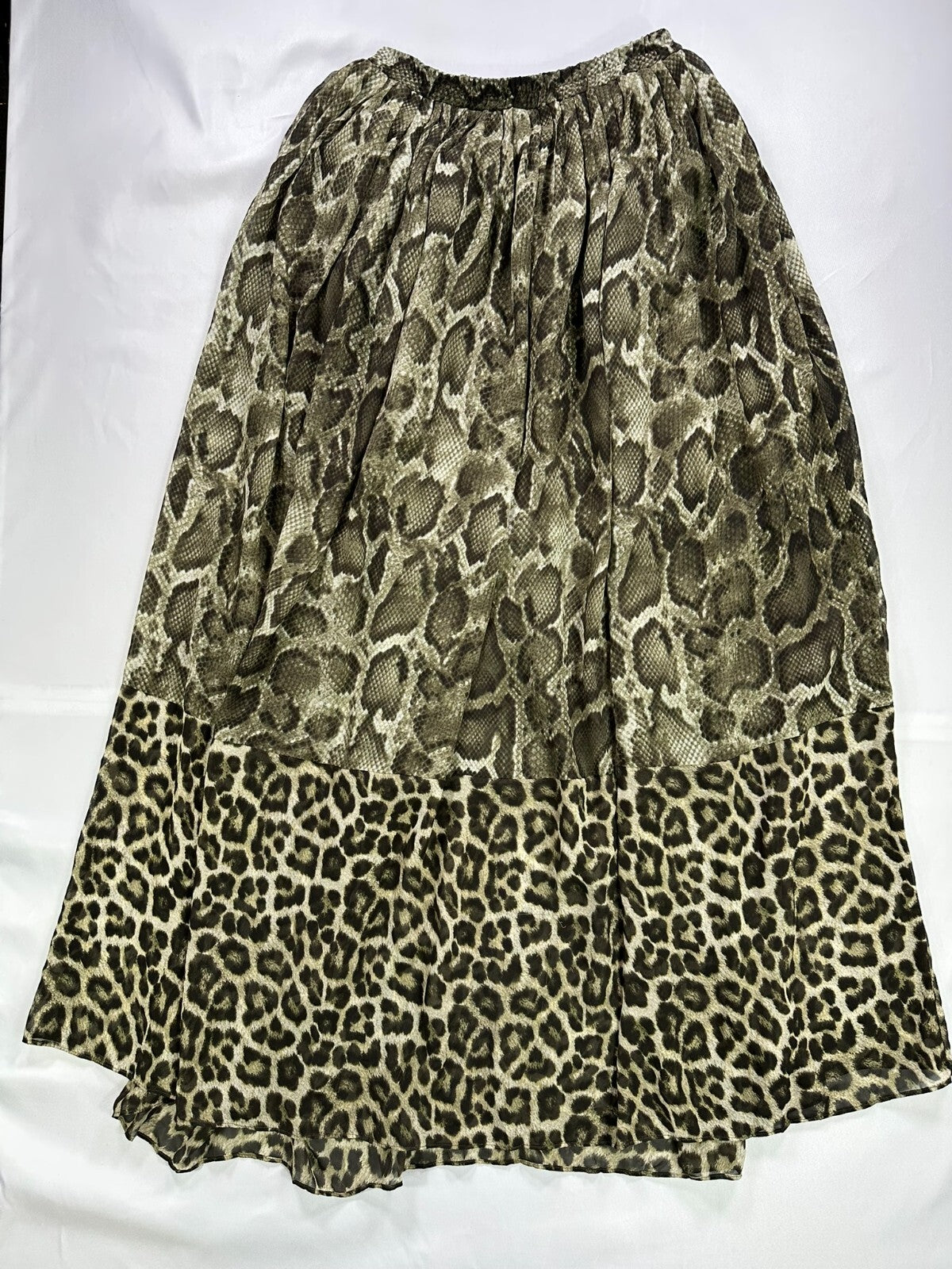 Women's Michael Kors Animal Print/Snakeskin Chiffon Lined Long Skirt- Size XS