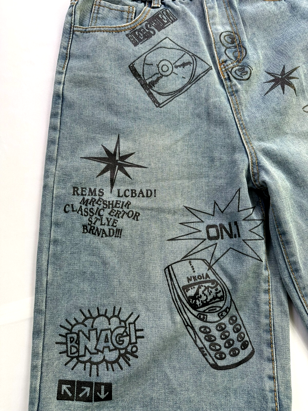 Men's Y2K Style Wide Leg Jorts Loose Fit Jean Shorts- Size 29