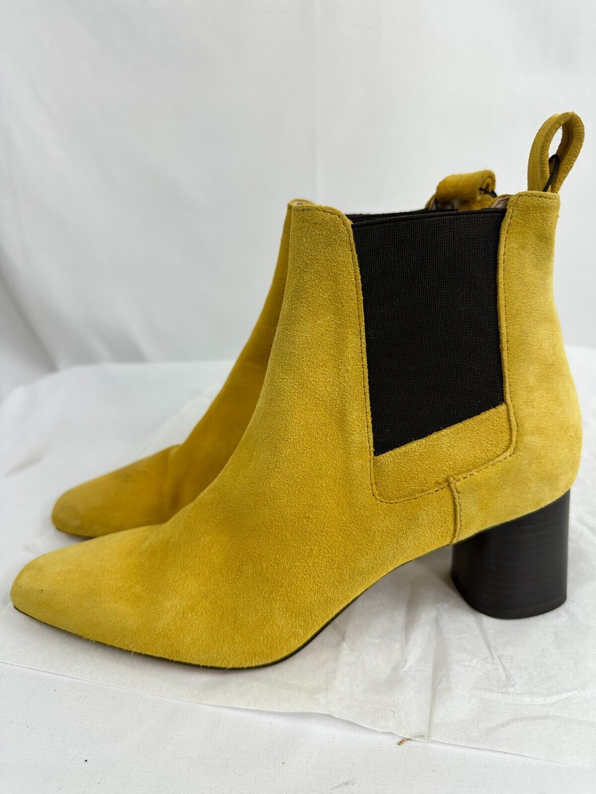 Women's Zara Leather Yellow Ankle Boots- Size 7.5