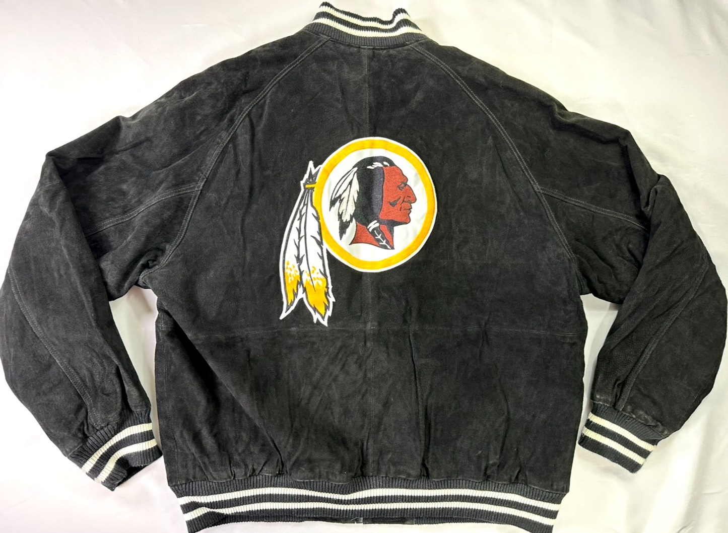 Men's Vintage Black NFL Washington Redskins Suede Leather Jacket- Size XL