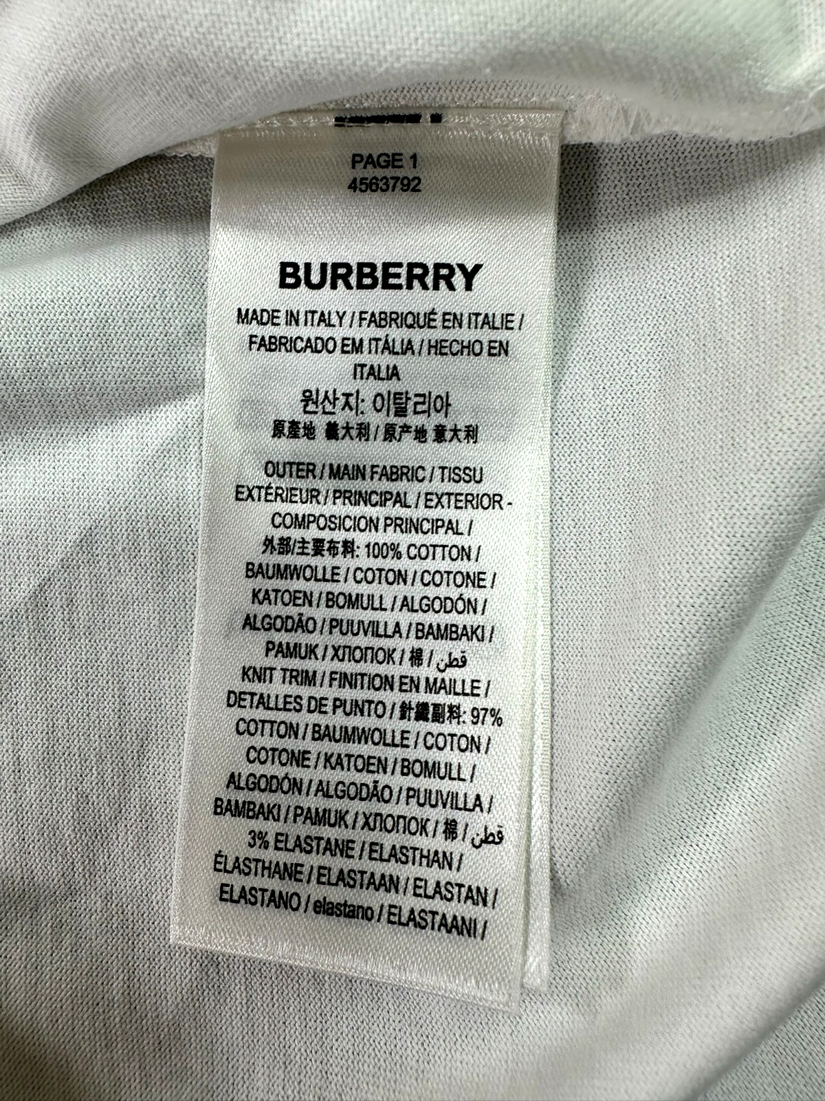 Men's Burberry White Swan Print Long Sleeve Cot Out T-Shirt- Size M (Oversized)
