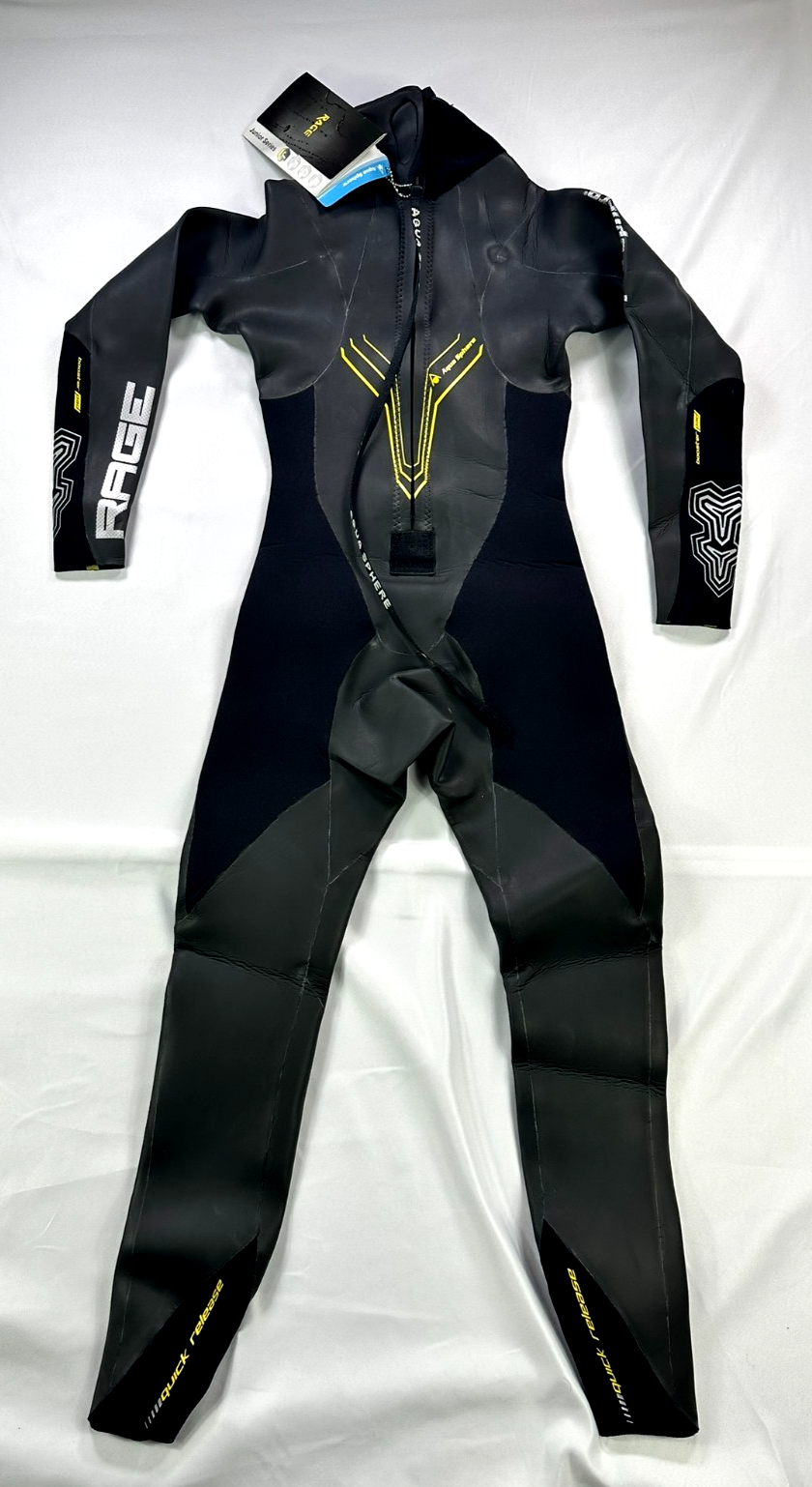 Youth Black Aqua Sphere Rage Series Full Body Zip Wetsuit (SU23510Y) Size 10