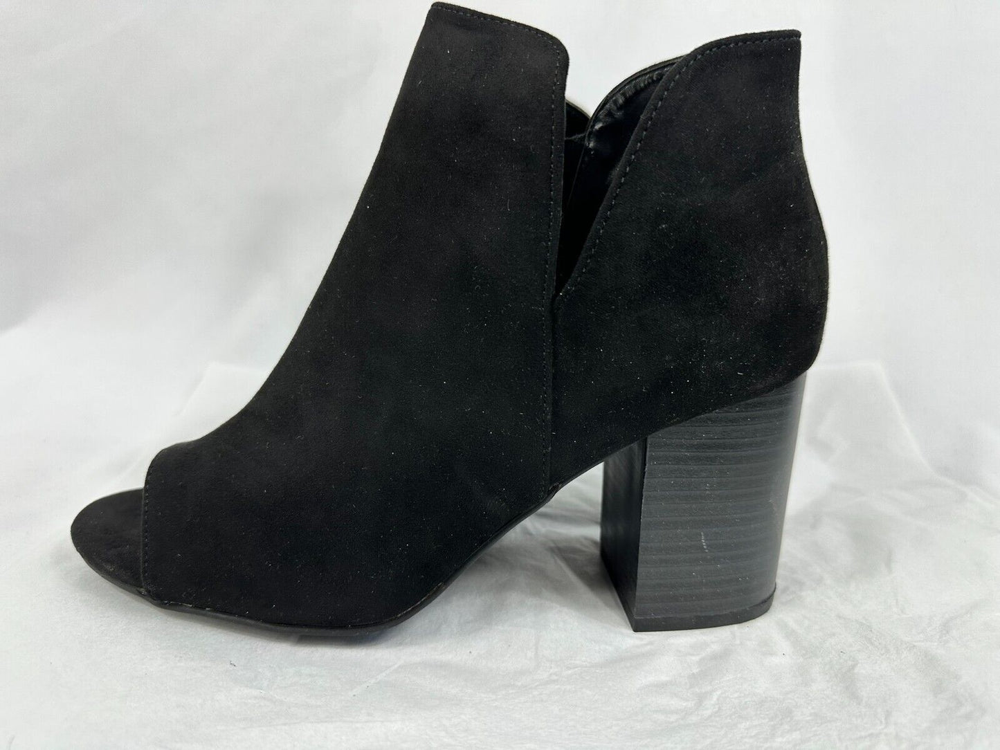 Women's Bamboo Black Open Toe Zip Up Platform Boot- Size 9