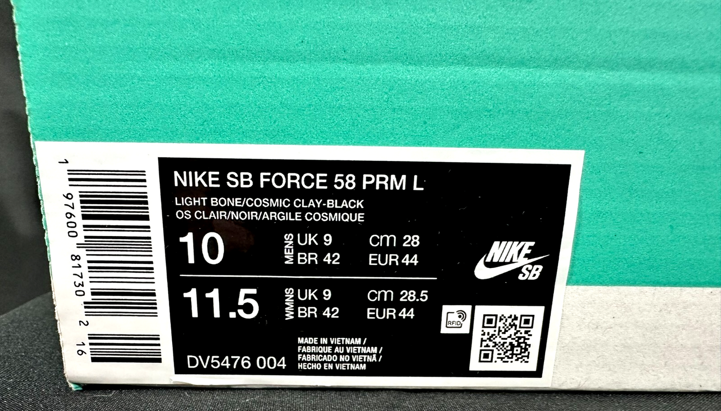 Men's Nike SB Force 58 PRM L Light Bone/ Cosmic Clay (DV5476-004)- Size 10