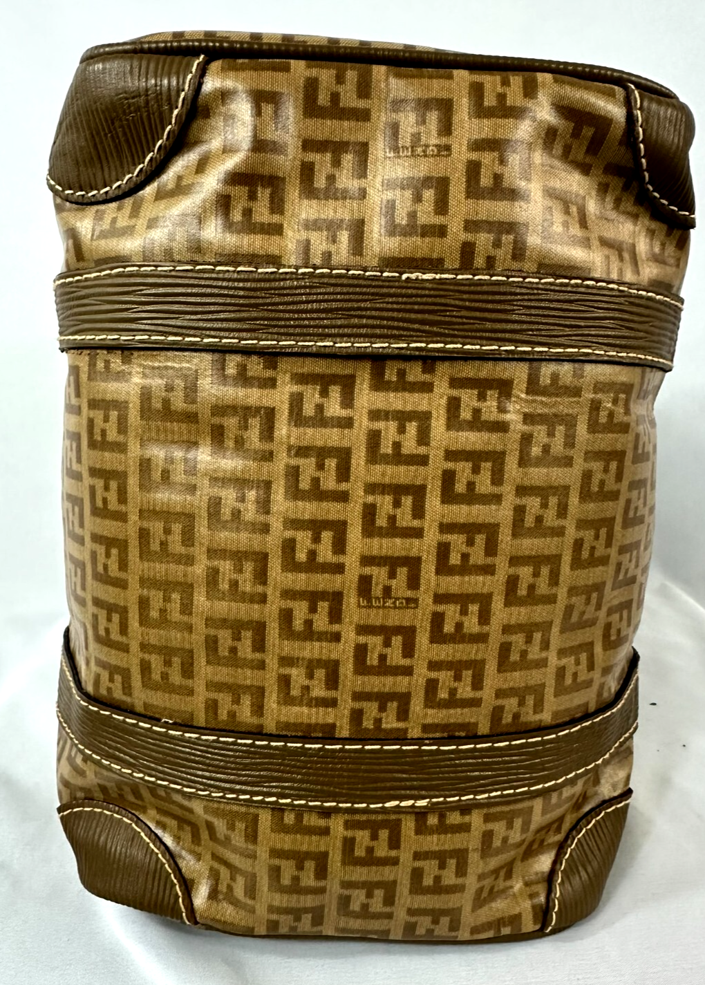 Vintage Fendi Boston Bag M Brown Forever Bauletto Zucchino Monogram PVC Italy