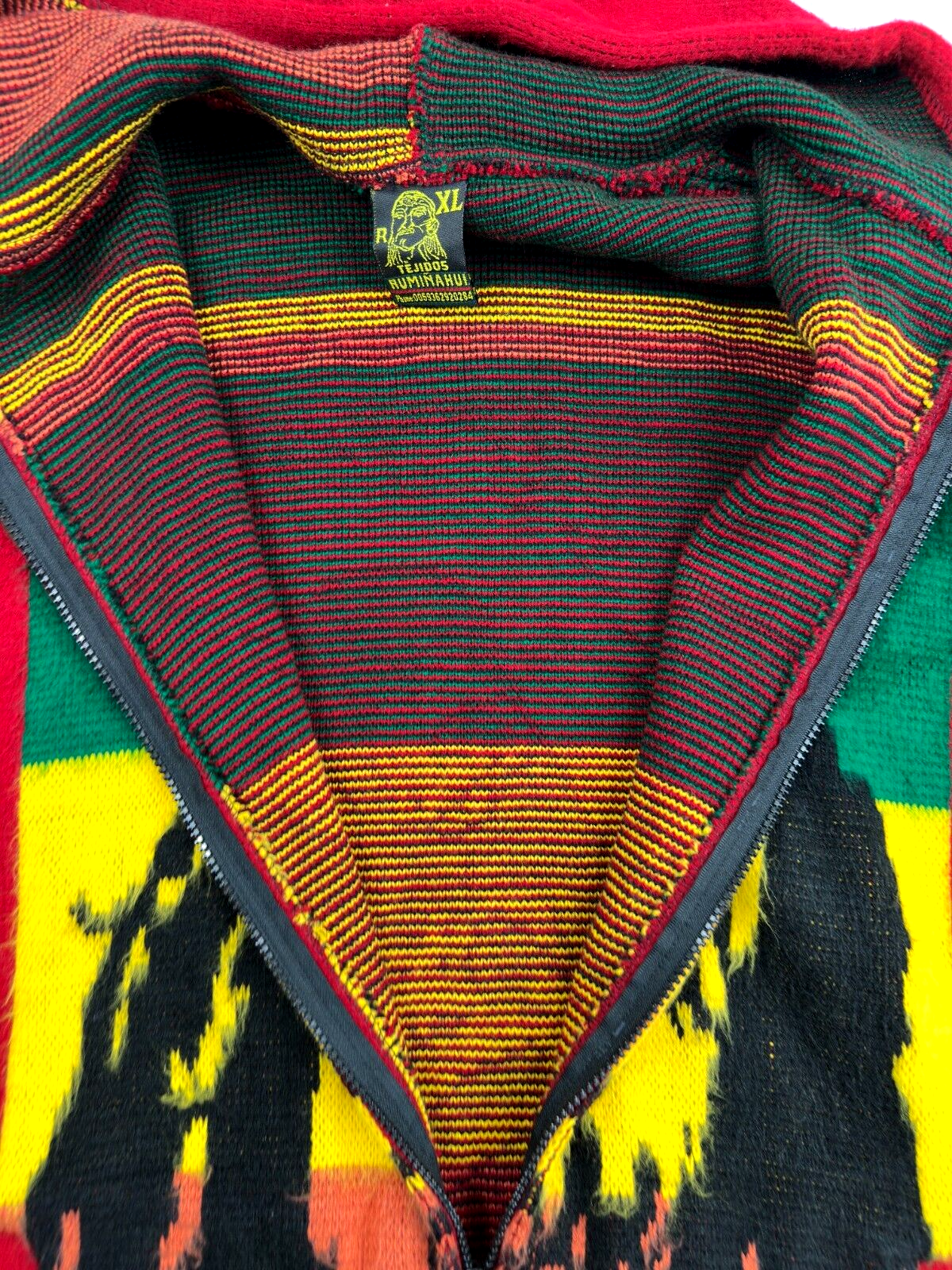 Men's Bob Marley Knit Zip Hooded Jacket VINTAGE RARE- Size XL