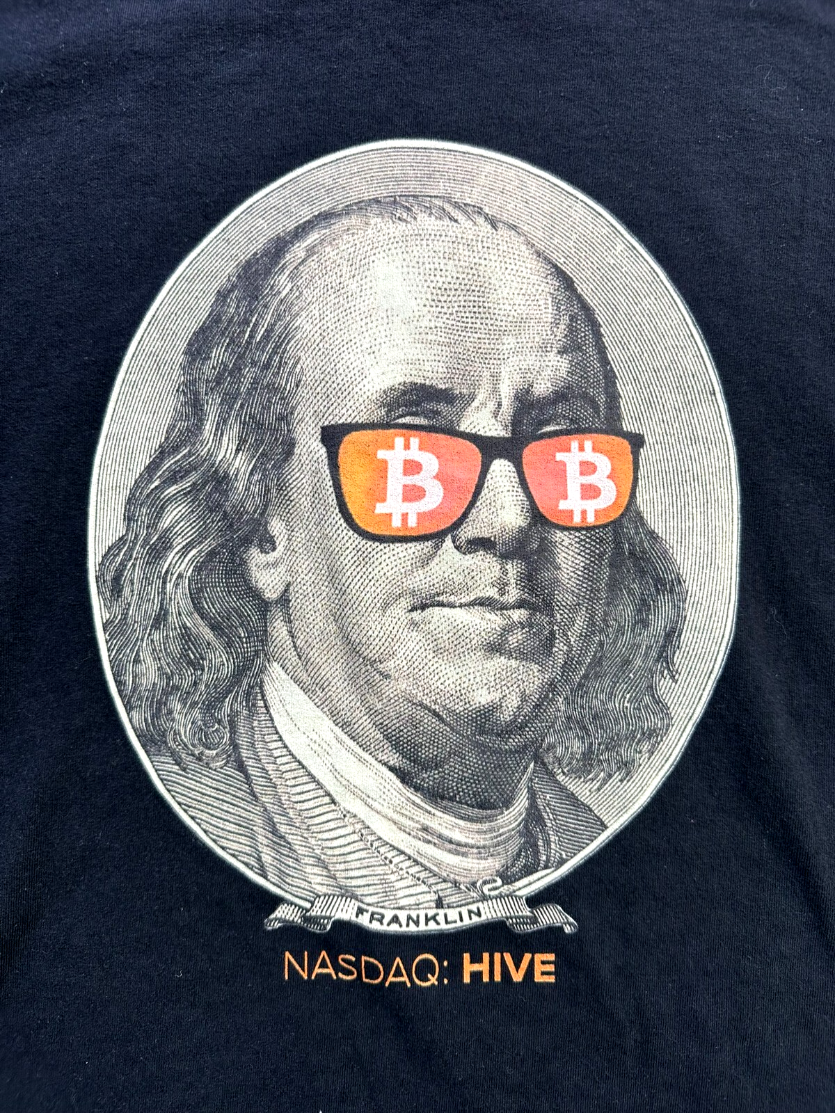 Men's Black Hive Bitcoin Ben Franklin Crypto T-Shirt- Size XL