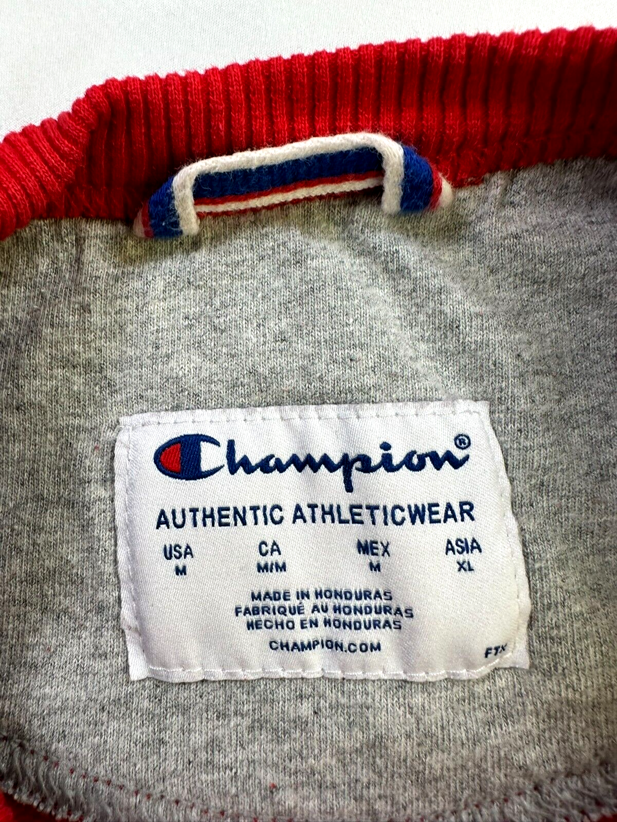 Men's Red Vintage Champion Logo Sweatshirt- Size M