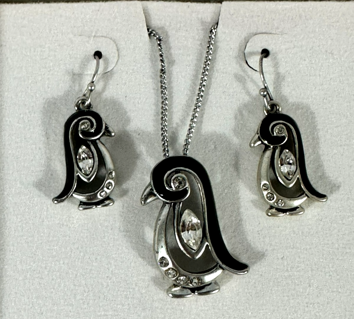 Coldwater Creek Penguin Necklace & Earring Set